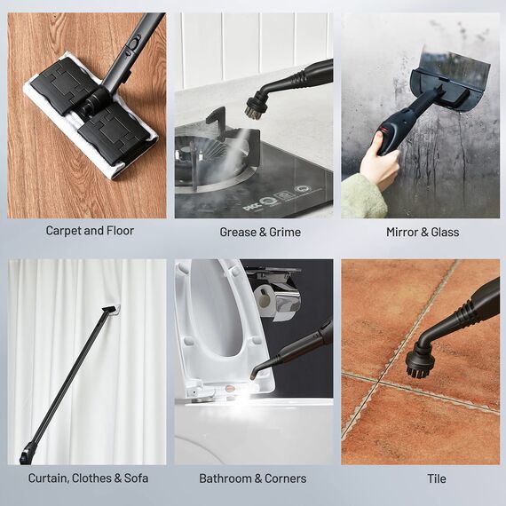 RELAX4LIFE Dampfreiniger 2000W, Dampfdruck: 4 bar, Tank: 1,5 L, Dampfzeit: bis 45 Min., bis 108°C, Dampfsauger mit LED-Licht & Überhitzungsschutz, inkl. 19 Zubehör, für Böden, Teppiche, Sofa (Blau)