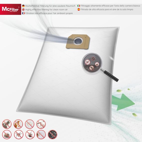 McFilter I 5 Staubsaugerbeutel aus Mikrovlies Kompatibel Mit Bosch GAS35 L AFC, M AFC und L SFC+ i Alternative für Bosch 2607432037 I Extra Reißfest - Neue Qualität