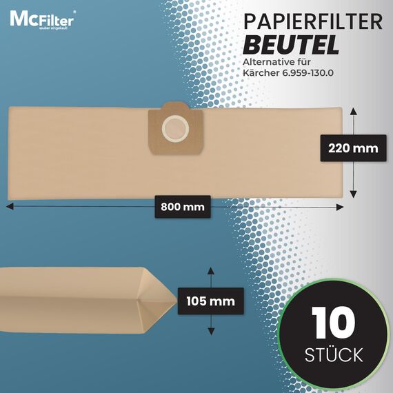 McFilter I 10 Staubsaugerbeutel geeignet für Kärcher WD 3 Premium Mehrzwecksauger, Beutel-Typ KA 32