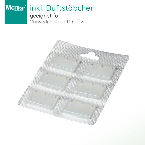 McFilter I Zubehör-Set 15-teilig geeignet für Vorwerk Kobold VK 135, 136, 135SC, 12 Staubsaugerbeutel wie FP135 FP136 FP135 SC, 1 HEPA-Filter, 1 Motorschutzfilter, Typ VO 8335