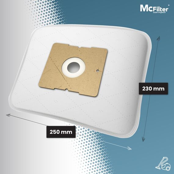 McFilter I 10 Staubsaugerbeutel kompatibel mit Grundig VCC3850, VCC 3850 A, formstabile Deckscheibe, inkl. Motorschutzfilter + Abluftfilter, Alternative zu Swirl Y 05