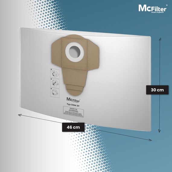 McFilter I 20 Staubsaugerbeutel 20l kompatibel mit ALLEN Einhell Staubsauger, geeignet für Einhell TC-VC 1820 Schmutzfangsack, Zubehör f. Nass-Trockensauger, Industriesauger I Beutel-Typ DSM 37