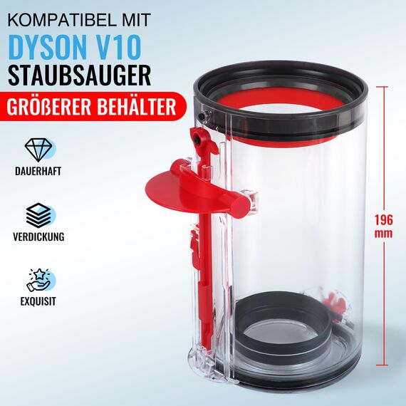 Großer Staubbehälter Ersatz für Dyson V10 SV12 Staubsauger Ersatzteile, Verbesserter V10 Behälter, Teile-Nr.969509-01 Zubehör