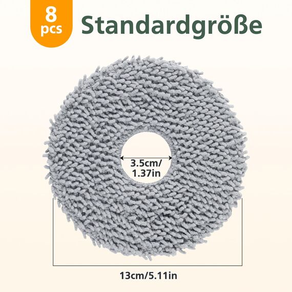 8 Stück qrevo Wischtücher kompatibel mit Roborock Saros 10R/ Qrevo/Qrevo Master/Qrevo Slim/Qrevo MaxV/Qrevo Curve/Qrevo Pro/Qrevo S Saugroboter, Waschbare und Wiederverwendbare Mikrofaser Wischmopps
