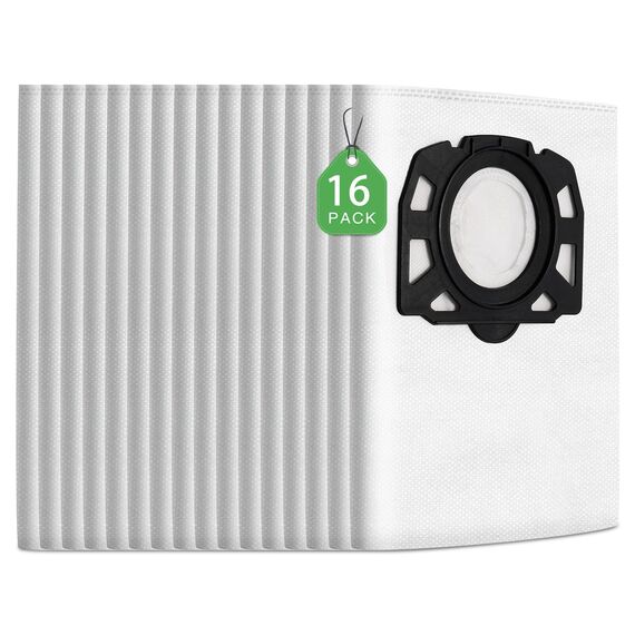 16 Stück KFI 357 Staubsaugerbeutel für Kärcher WD2Plus/WD3/KWD1 /KWD2/KWD3/MV3/WD3.200-WD3.800M/SE4001/SE4002 Staubsauger,Ersetzt 2.863-314.0,für Nass-/Trockensauger mit Kunststoffdeckscheibe