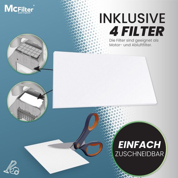 McFilter I 20 Staubsaugerbeutel geeignet für Miele Compact C2 EcoLine + 2 Motorschutzfilter, stabile Deckscheibe, hygienischer Staubverschluss I Typ MSM 9
