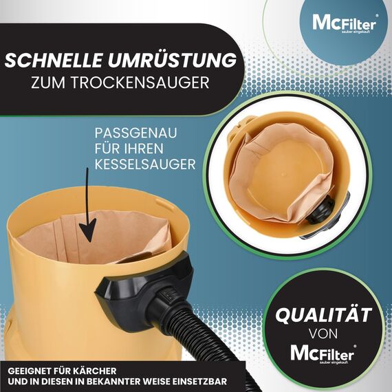 McFilter I 10 Staubsaugerbeutel geeignet für Kärcher WD 3 Premium Mehrzwecksauger, Beutel-Typ KA 32