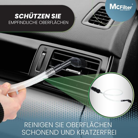 McFilter I Universal Staubsaugerdüsen-Set, 8-teilig, Ø 32/35 mm I Reinigungsset Mini mit Fugendüse, Staubpinsel, Möbelpinsel, Schlauchverlängerung für Hobby, Computer, Auto, Modellbau, PC