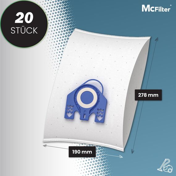 McFilter I 20 Staubsaugerbeutel kompatibel mit Alternative für Miele GN Serie I S2 S4 S5 S6 S8 Complete C2/C3 Classic C1 I wie Miele 9917730 I automatischer Staubverschluss