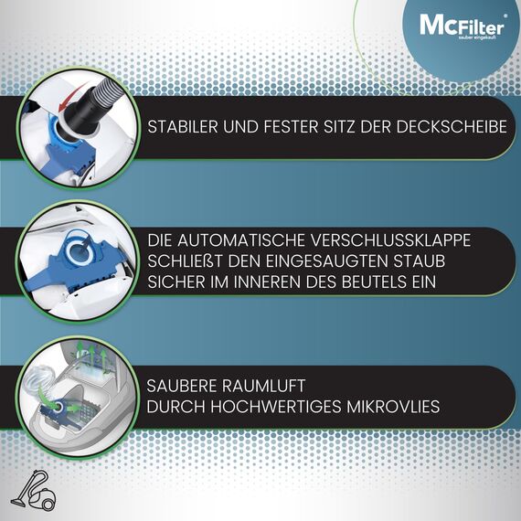 McFilter I 20 Staubsaugerbeutel kompatibel mit Alternative für Miele GN Serie I S2 S4 S5 S6 S8 Complete C2/C3 Classic C1 I wie Miele 9917730 I automatischer Staubverschluss