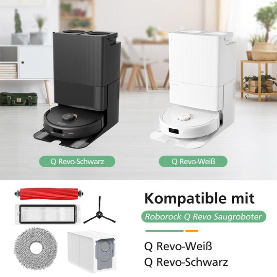 20pcs Q Revo Zubehör kompatibel mit Roborock Q Revo Rboter-Staubsauger, 2 Rollenbürste, 4 HEPA-Filter, 4 Staubbeutel, 4 Mikrofaser-Pads, 4 Seitenbürsten, 1 Schraubendreher