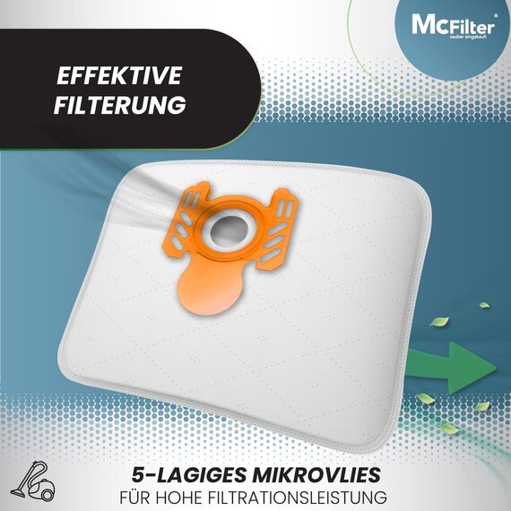 McFilter I 20 Staubsaugerbeutel kompatibel mit Swirl A07 I für AEG, Electrolux I A 07 I 5-lagiger Staubbeutel inkl. Mikrofilter mit Kunststoffdeckscheibe und Klappverschluss