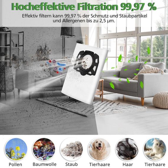 16 Stück KFI 357 Staubsaugerbeutel für Kärcher WD2Plus/WD3/KWD1 /KWD2/KWD3/MV3/WD3.200-WD3.800M/SE4001/SE4002 Staubsauger,Ersetzt 2.863-314.0,für Nass-/Trockensauger mit Kunststoffdeckscheibe