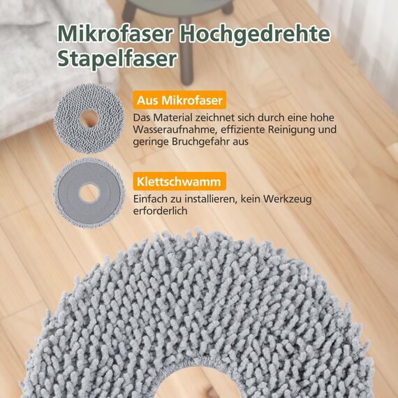 8 Stück qrevo Wischtücher kompatibel mit Roborock Saros 10R/ Qrevo/Qrevo Master/Qrevo Slim/Qrevo MaxV/Qrevo Curve/Qrevo Pro/Qrevo S Saugroboter, Waschbare und Wiederverwendbare Mikrofaser Wischmopps