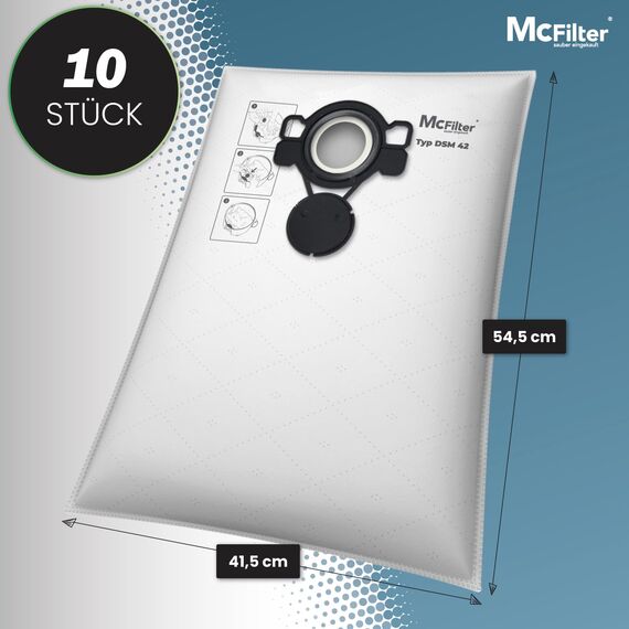 McFilter I 10 Staubsaugerbeutel kompatibel mit Nilfisk AERO 21 / AERO 21 INOX I AERO 26 I AERO 31 INOX & VL200 Staubsauger I Vlies-Beutel mit Staubverschluss - Typ DSM 42