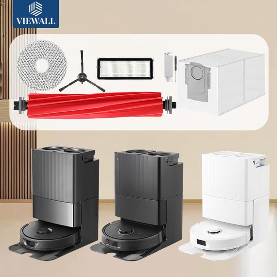 VIEWALL Zubehör für Roborock Qrevo Pro,Qrevo S Staubsauger 1 Hauptbürsten,2 HEPA-Filter,6 Staubbeutel,4 Wischtücher,4 Seitenbürsten(Schwarz),1 Bürste,1 Schraubendreher,19 pcs Ersatzteilset