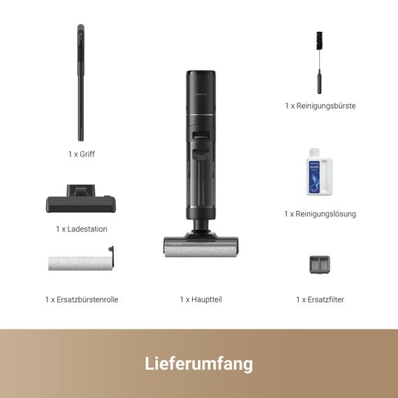 DREAME H12 Pro Ultra Nass- und Trockensauger, Bürstenreinigung 60 °C, 30 Min Heißlufttrocknung, Selbstreinigung mit festem Schaber, 16.000Pa Saugkraft, Doppel-Kantenreinigung, intell. Erkenn. & Anpass