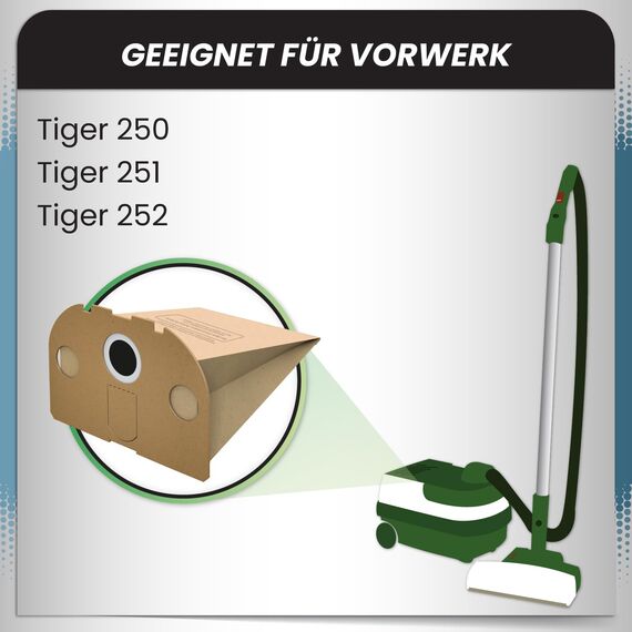 20 Staubsaugerbeutel geeignet für Vorwerk Tiger 250, 251, 252 von McFilter