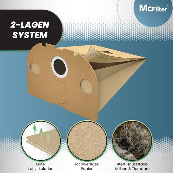 20 Staubsaugerbeutel geeignet für Vorwerk Tiger 250, 251, 252 von McFilter