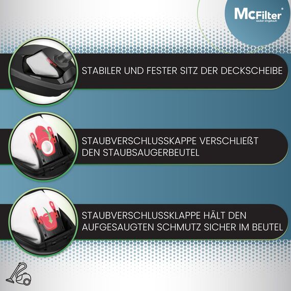 McFilter I 16 Staubsaugerbeutel kompatibel mit Bosch Serie 2 Serie 4 Serie 6 Serie 8, BBZ16FGALL Typ G ALL, passend für BGL8XHYG, BGD38RD1H, BGDS2CHAMP GL-20 30 allergy MoveOn Mini inkl. 4 Mikrofilter