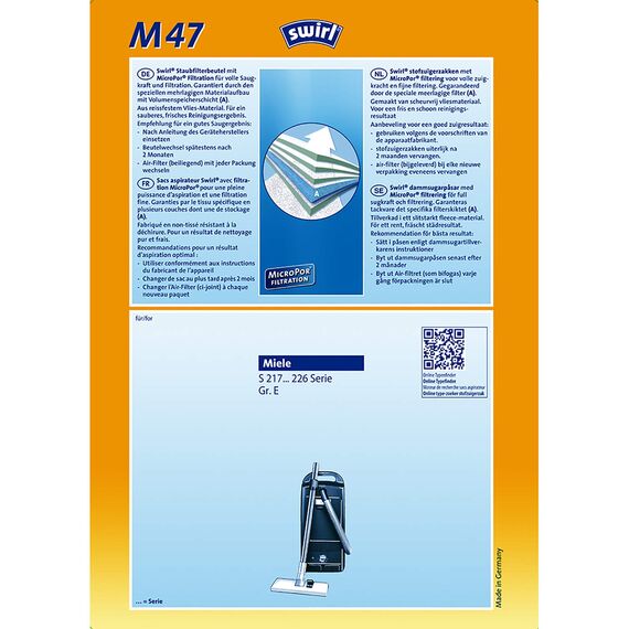 Swirl Staubsaugerbeutel M47 MicroPor M 47