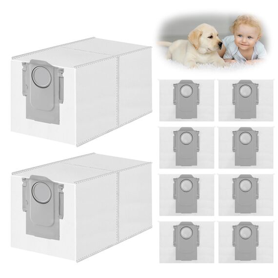 Staubbeutel für Roborock Qrevo Serie,QV 35A /35S,Qrevo S/Pro,Qrevo S5V,Saros 10R,Qrevo Curv/Edge,S8 Maxv Ultra,Qrevo Master/Slim Saugroboter Zubehör,10 Stück 3L Hohe Kapazität Staubsaugerbeutel