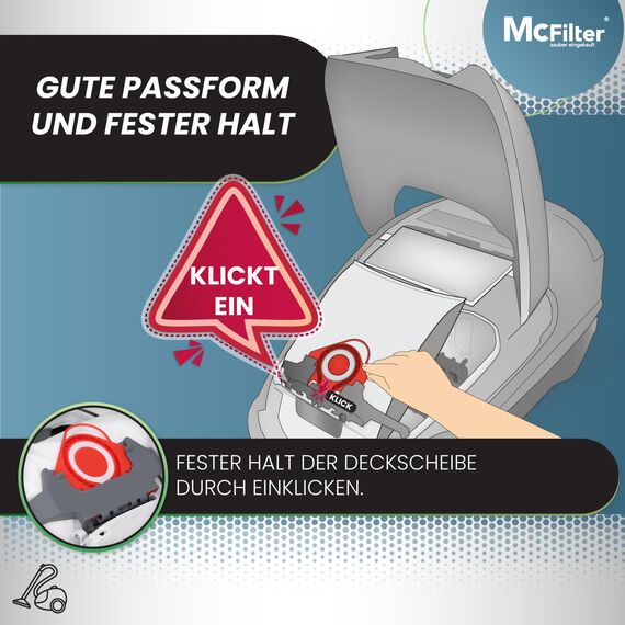 McFilter I 16 Staubsaugerbeutel geeignet für Miele Staubsauger FJM Serie S2 S3 S4 S5 S6 S7, Complete C1, Compact C1/C2 I Staubbeutel inkl. 8 Filter mit automatischem Staubverschluss I MAXI BOX