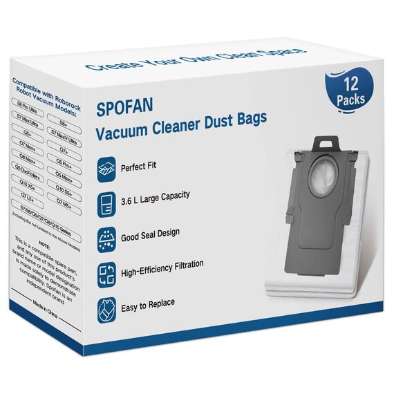 12 Stück Staubbeutel für Roborock S8+/S8 Pro Ultra/S7 MaxV Ultra/Q7 Max+/Q8 Max+/Q5 Pro+/Q5 Max+, Q10 X5+/S5+, Q7 M5+/L5+ Staubsauger Absaugstation, Ersatzbeutel Zubehör Staubsaugerbeutel Ersatzteile