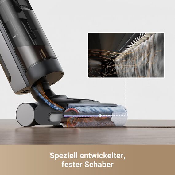DREAME H12 Pro Ultra Nass- und Trockensauger, Bürstenreinigung 60 °C, 30 Min Heißlufttrocknung, Selbstreinigung mit festem Schaber, 16.000Pa Saugkraft, Doppel-Kantenreinigung, intell. Erkenn. & Anpass