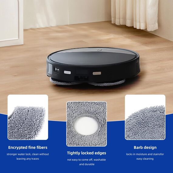 8 Stück Wischtücher für Roborock Saros 10R/Z70/20, Q Revo/Qrevo S/Qrevo Pro/Qrevo Master/Qrevo Edge/Qrevo Curv/2 Pro/Qrevo Slim/QV 35A 35S/QR 598/798/S5V Saugroboter, Mikrofaser Wischpad Zubehör