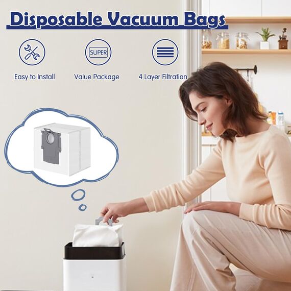 12 Stück Staubbeutel für Roborock S8+/S8 Pro Ultra/S7 MaxV Ultra/Q7 Max+/Q8 Max+/Q5 Pro+/Q5 Max+, Q10 X5+/S5+, Q7 M5+/L5+ Staubsauger Absaugstation, Ersatzbeutel Zubehör Staubsaugerbeutel Ersatzteile