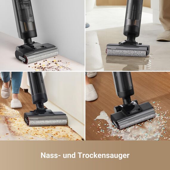 DREAME H12 Pro Ultra Nass- und Trockensauger, Bürstenreinigung 60 °C, 30 Min Heißlufttrocknung, Selbstreinigung mit festem Schaber, 16.000Pa Saugkraft, Doppel-Kantenreinigung, intell. Erkenn. & Anpass