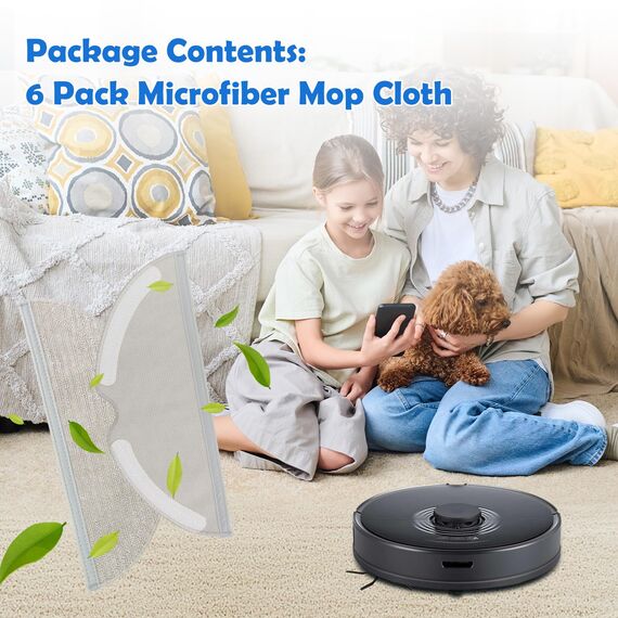 6 Stück Wischtücher für Roborock Q5 Pro/Q5 Pro+/Q8 Max/Q8Max+/S5/S5 Max/S6/S6 Pure/S6 MaxV/Q7/Q7Max Roboter Saugroboter, Wiederverwendbar und Waschbar Ersatztuch