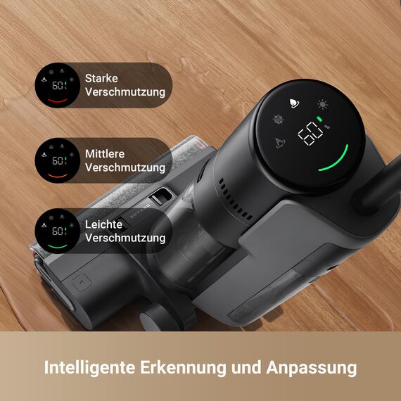 DREAME H12 Pro Ultra Nass- und Trockensauger, Bürstenreinigung 60 °C, 30 Min Heißlufttrocknung, Selbstreinigung mit festem Schaber, 16.000Pa Saugkraft, Doppel-Kantenreinigung, intell. Erkenn. & Anpass