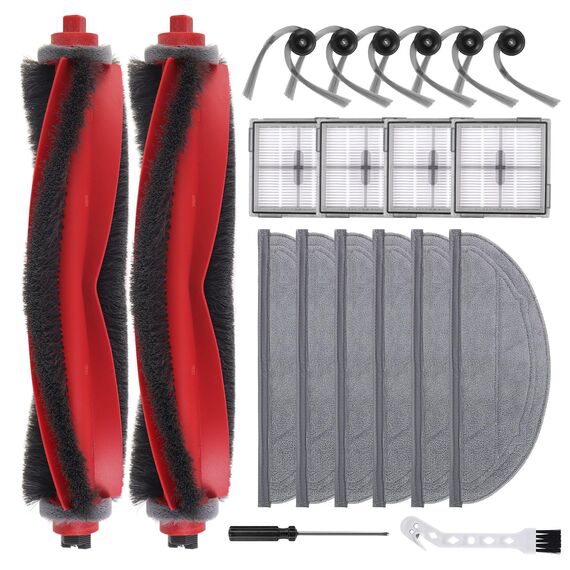 Spofan Zubehör Ersatz Kompatibel für Roborock Q10 S5/Q10 S5+ Plus Saugroboter, 2 Hauptbürste, 4 Filter, 4 Seitenbürsten, 6 Mopp Wischtücher