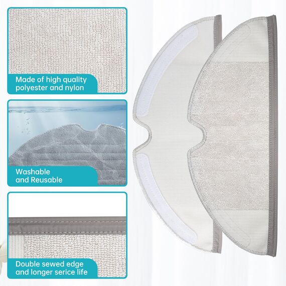 LOVECO Zubehör Ersatz Kompatibel für Roborock Q7, Q7 Max, Q7 Max Plus, Q7 Maxv, Q7 Maxv Ultra, Roboter Staubsauger,2 Hauptbürste, 4 Filter,6 Seitenbürsten,4 Mopptüchern, 1 Bürstenreinigungswerkzeug