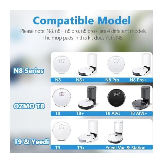 KGC 18 Stück Ersatzteile Zubehör für Ecovacs Deebot N8 N8 Pro N8 Pro+ T8 T8+ T8 AIVI T8 Max T9 T9+ Staubsauger, Enthalten 1Hauptbürste + 4Staubbeutel +3Filter + 6Seitenbürste + 4Wischtücher