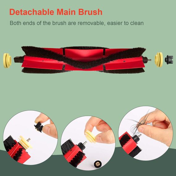 Ersatzteile für Xiaomi Roborock Staubsauger S5 Max S6 Max S6 Pure S6 MaxV S50 S51 S55 S60 S65 S5 S6, Zubehör-Kit Hauptbürste, Seitenbürste, HEPA Filter, Reinigungswerkzeug
