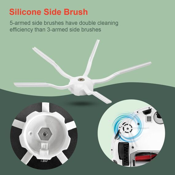 Ersatzteile für Xiaomi Roborock Staubsauger S5 Max S6 Max S6 Pure S6 MaxV S50 S51 S55 S60 S65 S5 S6, Zubehör-Kit Hauptbürste, Seitenbürste, HEPA Filter, Reinigungswerkzeug