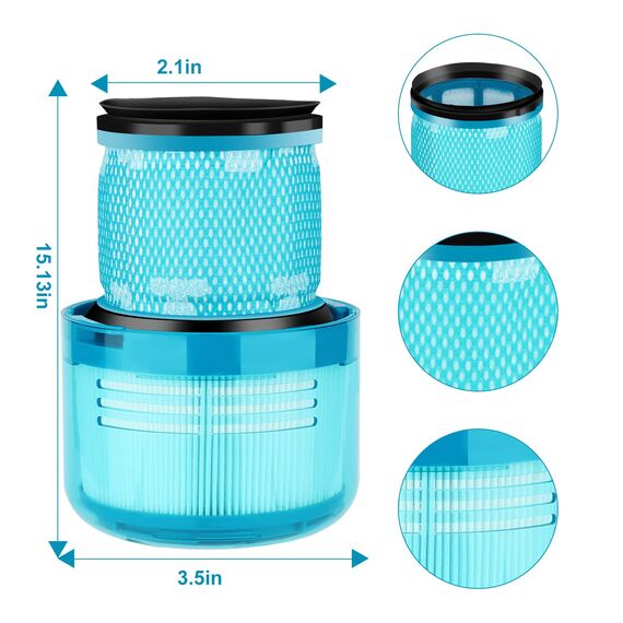 2 Stück Ersatzteile Filter für Dyson V15 V11 SV14 SV22 Detect Absolute Animal Extra Pro Torque Drive Akku Staubsauger Ersatzfilter, Compare to Part # 970013-02