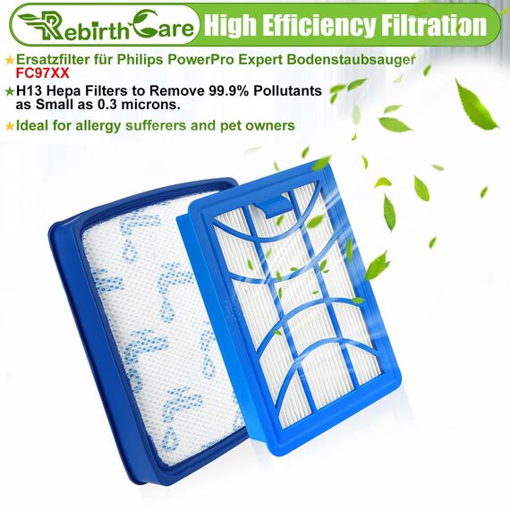 Rebirthcare 1 Stück Filter für Philips PowerPro Expert FC9729 FC9741 FC9742 FC9743 FC9744 FC9745 FC9746 Staubsauger Ersatzfilter Ersatzteile Zubehör Power Cyclone 8 Filter,Ersetzt FC8003/01 FC6042/01