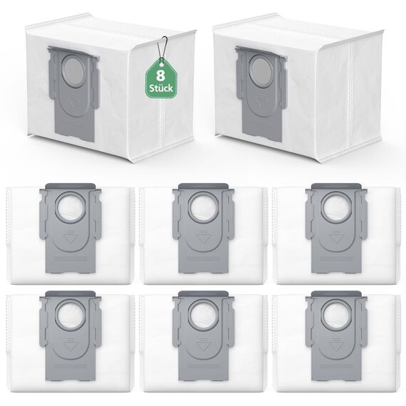 8 Pack Staubbeutel kompatibel mit Roborock S8 Pro Ultra /Q5 Max+/S7 MaxV Ultra/Q7+ /Q8 Max+/S8 Maxv Ultra/Q5 Pro+/Q7 L5+/M5+ Staubsauger, 3,4L Große Kapazität Staubsaugerbeutel Ersatzbeutel