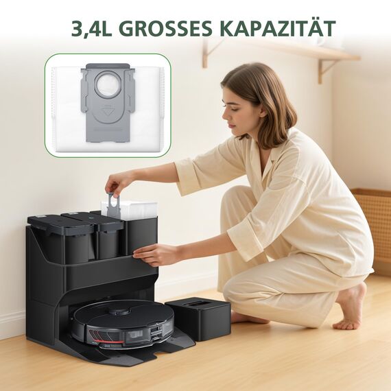 8 Pack Staubbeutel kompatibel mit Roborock S8 Pro Ultra /Q5 Max+/S7 MaxV Ultra/Q7+ /Q8 Max+/S8 Maxv Ultra/Q5 Pro+/Q7 L5+/M5+ Staubsauger, 3,4L Große Kapazität Staubsaugerbeutel Ersatzbeutel