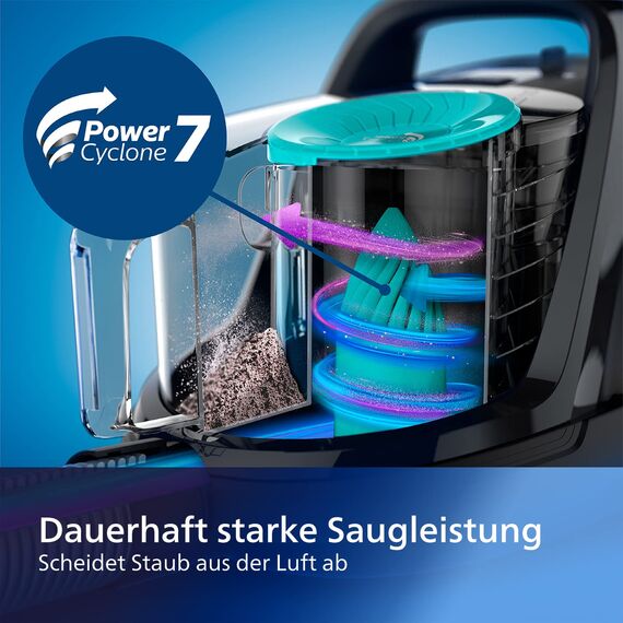 Philips FC9555/09 PowerPro Active beutelloser Staubsauger (650 W, 1,5 L Staubvolumen, inkl. Mini-Turbo-Saugbürste, Hartbodendüse)