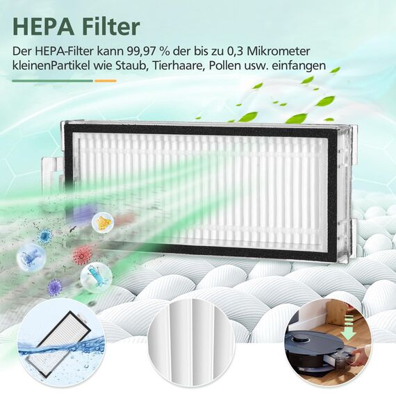 17 Stück Zubehör für Roborock Q5 Pro+ /Q5 Pro/ Q5 Max+/ Q8 Max+ /Q8 Max Staubsauger, 2 Hauptbürsten, 2 HEPA-Filter, 4 Tücher, 4 Staubbeutel, 4 Seitenbürsten-Ersatzteilset