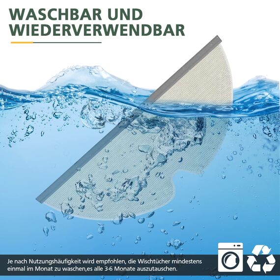8 Stück Q7 Wischtücher -Ersatz Wischtuch für Xiaomi Roborock Q7/Q7+/Q7 MAX /Q7 MAX+ S5 S50 S51 S55 S5 MAX S6 S6 Max S6 MAXV S6 Pure,und E-Serie Staubsauger,Mopp Cloth Wischtuchpads Mopp-Zubehör