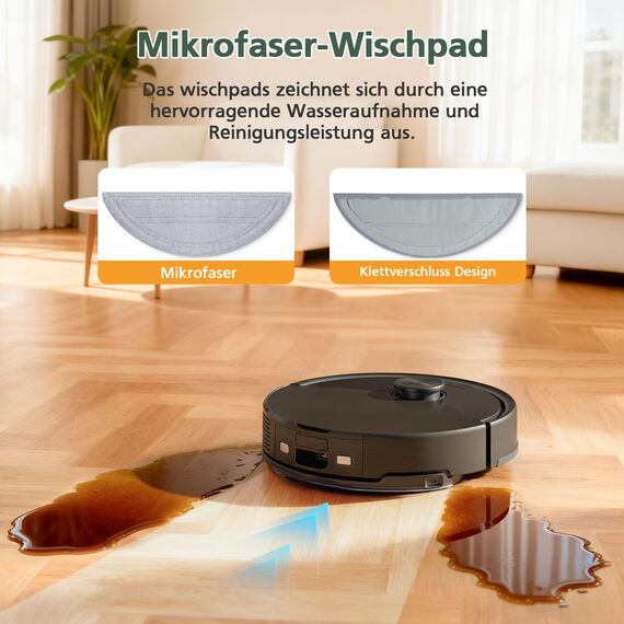 24 Stück Zubehör Ersatzteile für Roborock Q10 S5+/Q10 S5/Q10 X5+/Q10 X5 Saugroboter, 2 Rollenbürste, 4 HEPA-Filter, 4 Wischtücher, 6 Seitenbürsten, 6 Staubbeutel, 1 Reinigungsbürste