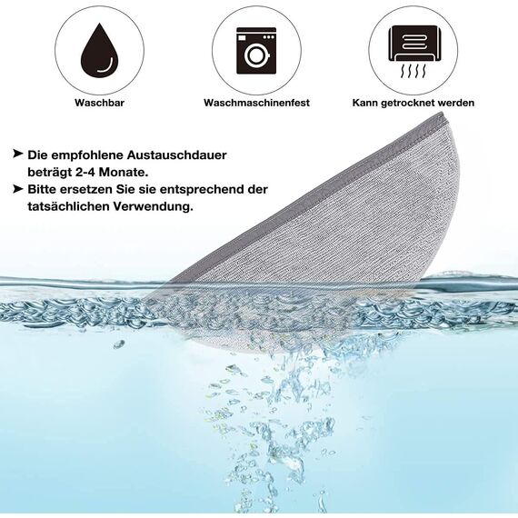 2 Stück Wischtücher für Roborock S5 Max S50 S55 S6 S6 MaxV S6 Pure S4 S5 S50 S51 S55 S5 Max Q5 Pro Q5 Pro+ Q7 Q7+ Q7 Max Q8 Max Q8 Max+ - Mikrofaser Mopp Ersatz, Waschbar & Wiederverwendbar