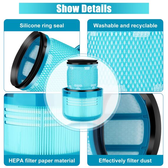 2 Stück Ersatzteile Filter für Dyson V15 V11 SV14 SV22 Detect Absolute Animal Extra Pro Torque Drive Akku Staubsauger Ersatzfilter, Compare to Part # 970013-02