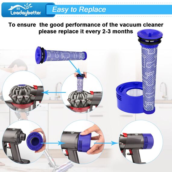 3 Stück V8 Filter HEPA Nachmotorfilter & Vorfilter für Dyson V8 V7 Animal Absolute Akku Staubsauger Motorhead Ersatzteile Filter Zubehör set #965661-01&967478-01